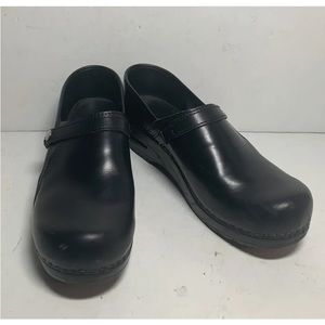 Sanita Women's Cori Black Leather Comfort Clogs Nursing Shoes 8.5 US 39 EU